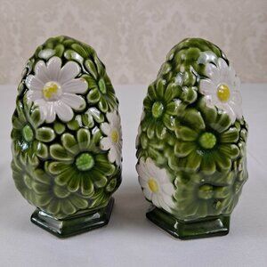Vintage Ardco Daisy Ceramic Salt & Pepper Shaker Set 2 Piece Made In Japan